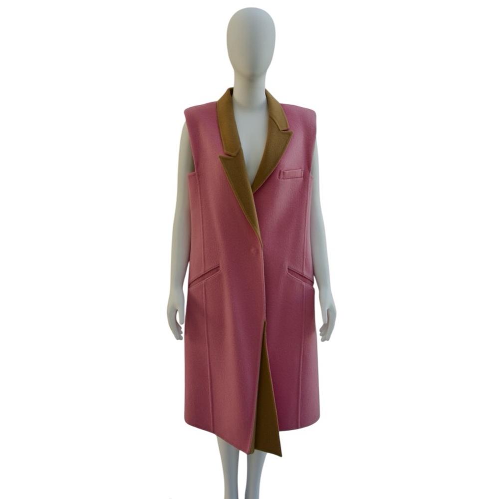 Beautiful Monica Byrne color block wool vest SZ small pink/ tan